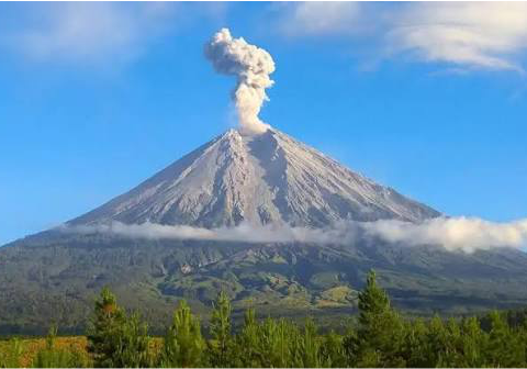 Puncak erupsi bersamaan ini berujung pada letusan Gunung Semeru di Jawa Timur. Gunung api tertinggi di Pulau Jawa tersebut memuntahkan kolom abu tebal setinggi 1.000 meter di atas puncak pada pukul 07.51 WIB.
