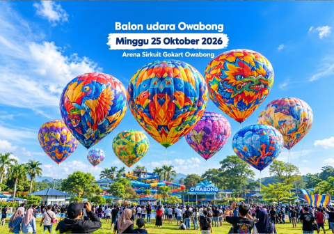 Owabong Waterpark menggelar pertunjukan Balon Udara Owabong Purbalingga pada Minggu 25 Oktober 2026 dengan promo tiket masuk super hemat Rp10.000