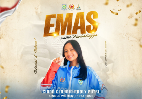 Atlet Petanque Cindo Claudia Andly sukses menambah medali emas Porprov Jateng 2026 untuk Kontingen Kabupaten Purbalingga pada nomor Single Woman.