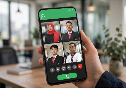 Telepon WhatsApp tanpa akun menggunakan fitur guest calling melalui peramban komputer untuk panggilan suara dan video hingga 32 orang.